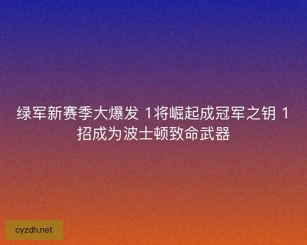 绿军新赛季大爆发 1将崛起成冠军之钥 1招成为波士顿致命武器